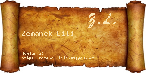 Zemanek Lili névjegykártya